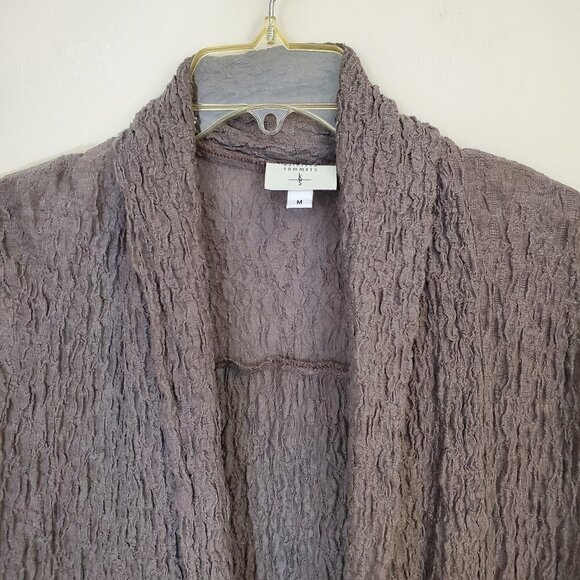 Kathleen Sommers Sz M Long Cardigan Sweater Top Slouchy Lagenlook Textured Taupe - Picture 2 of 6